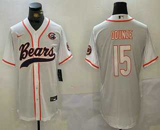 Men%27s Chicago Bears #15 Rome Odunze White Throwback With Patch Cool Base Stitched Baseball Jersey
